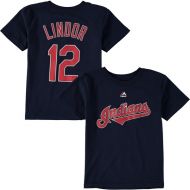 Preschool Cleveland Indians Francisco Lindor Majestic Navy Player Name & Number T-Shirt