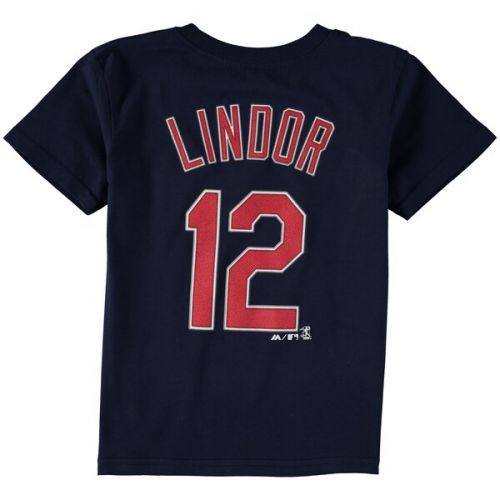  Preschool Cleveland Indians Francisco Lindor Majestic Navy Player Name & Number T-Shirt