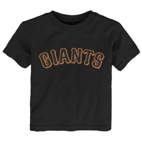  Toddler San Francisco Giants Buster Posey Majestic Black Player Name and Number T-Shirt