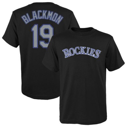  Youth Colorado Rockies Charlie Blackmon Majestic Black Player Name & Number T-Shirt