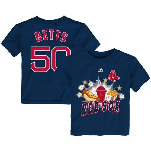  Toddler Boston Red Sox Mookie Betts Majestic Navy Snack Attack Name & Number T-Shirt