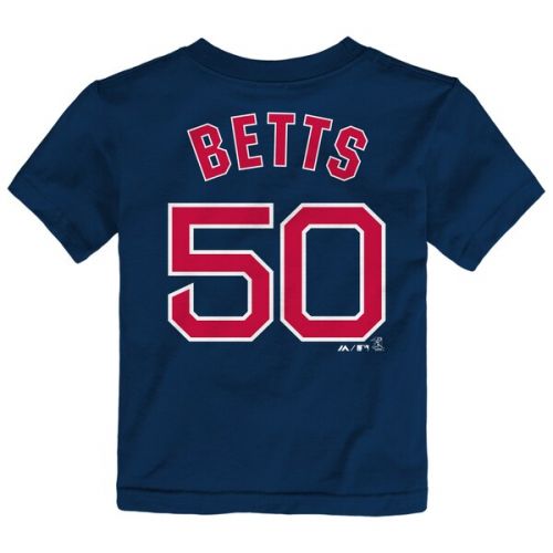  Toddler Boston Red Sox Mookie Betts Majestic Navy Snack Attack Name & Number T-Shirt