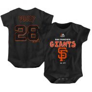 Newborn & Infant San Francisco Giants Buster Posey Majestic Black Stitched Player Name & Number Bodysuit