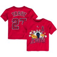 Toddler Los Angeles Angels Mike Trout Majestic Red Snack Attack Name & Number T-Shirt