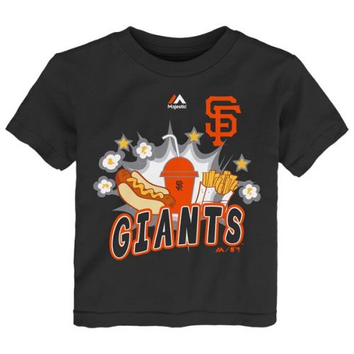  Toddler San Francisco Giants Buster Posey Majestic Black Snack Attack Name & Number T-Shirt