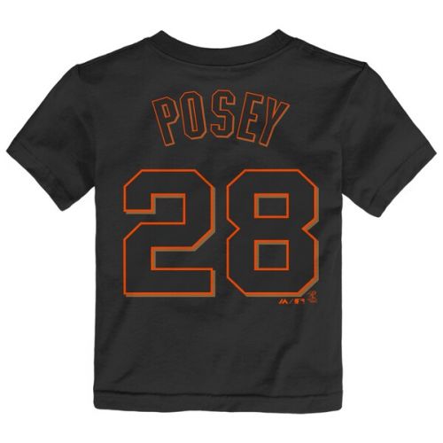  Toddler San Francisco Giants Buster Posey Majestic Black Snack Attack Name & Number T-Shirt