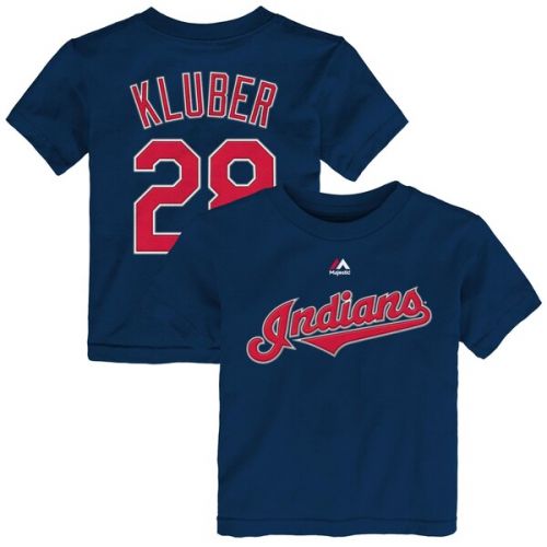  Toddler Cleveland Indians Corey Kluber Majestic Navy Player Name & Number T-Shirt