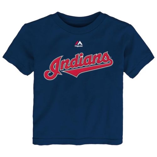  Toddler Cleveland Indians Corey Kluber Majestic Navy Player Name & Number T-Shirt