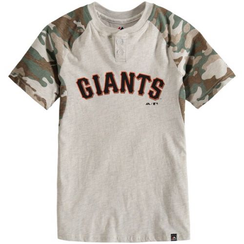  Youth San Francisco Giants Majestic CreamCamo Base Stealer Henley T-Shirt