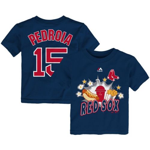  Toddler Boston Red Sox Dustin Pedroia Majestic Navy Snack Attack Name & Number T-Shirt