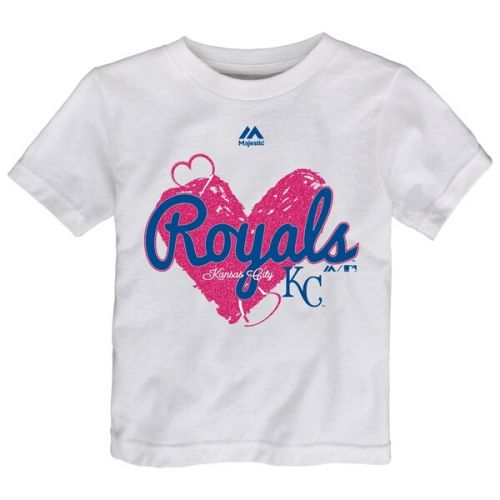  Girls Toddler Kansas City Royals Majestic White Triple Heart T-Shirt