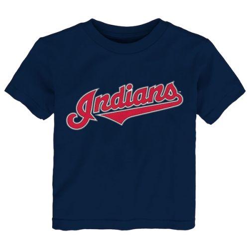 Infant Cleveland Indians Francisco Lindor Majestic Navy Player Name and Number T-Shirt