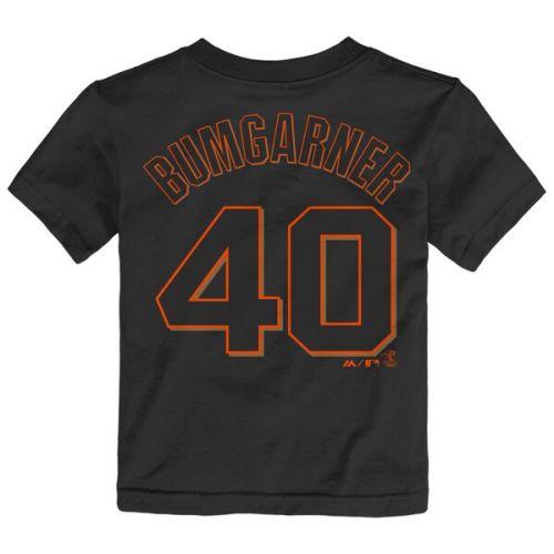  Toddler San Francisco Giants Madison Bumgarner Majestic Black Snack Attack Name & Number T-Shirt