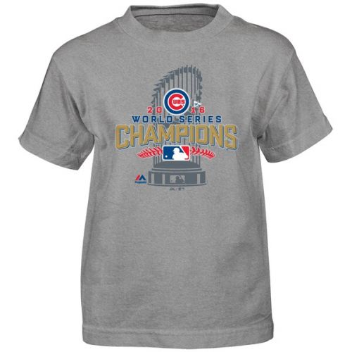  Preschool Chicago Cubs Majestic Heathered Gray 2016 World Series Champions Locker Room T-Shirt