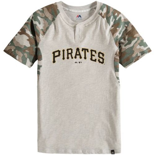  Youth Pittsburgh Pirates Majestic CreamCamo Base Stealer Henley T-Shirt