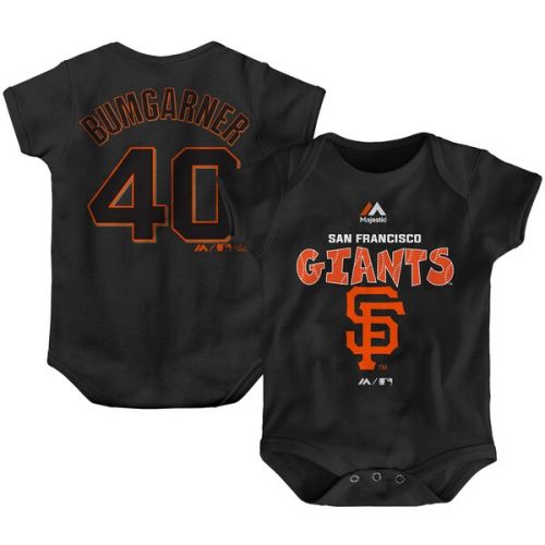  Newborn & Infant San Francisco Giants Madison Bumgarner Majestic Black Stitched Player Name & Number Bodysuit