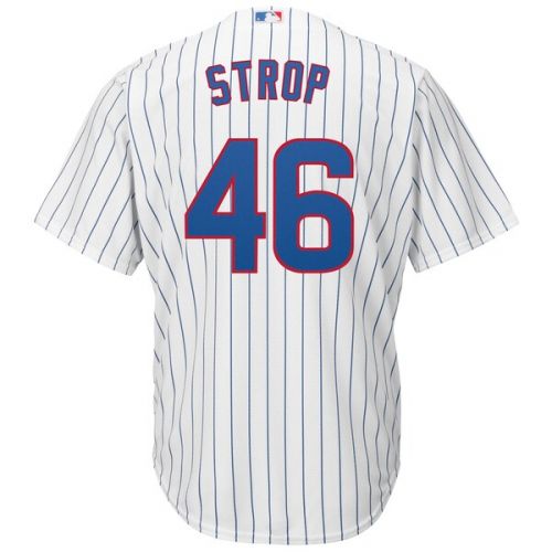  Mens Chicago Cubs Pedro Strop Majestic Home White Cool Base Replica Player Jersey
