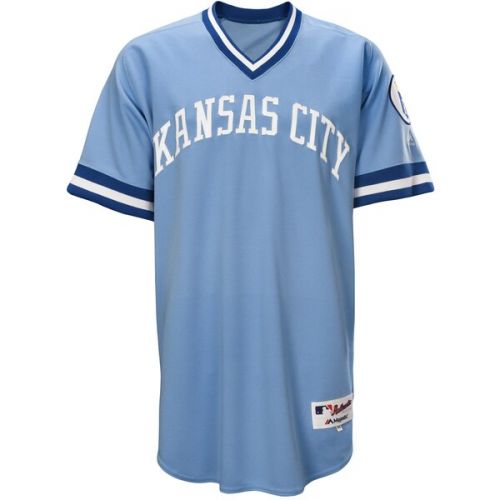  Mens Kansas City Royals Lorenzo Cain Majestic Light Blue Authentic 1976 Turn Back the Clock Player Jersey