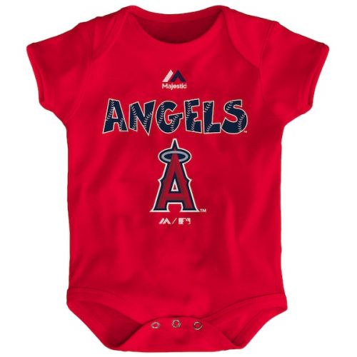  Newborn & Infant Los Angeles Angels Mike Trout Majestic Red Stitched Player Name & Number Bodysuit