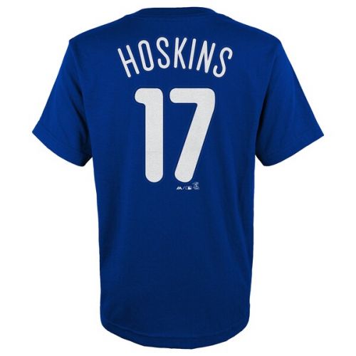  Youth Philadelphia Phillies Rhys Hoskins Majestic Royal Name & Number T-Shirt