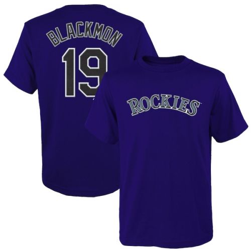  Youth Colorado Rockies Charlie Blackmon Majestic Purple Player Name & Number T-Shirt