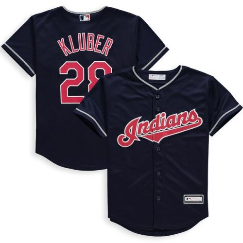  Youth Cleveland Indians Corey Kluber Majestic Navy Alternate Cool Base Replica Player Jersey