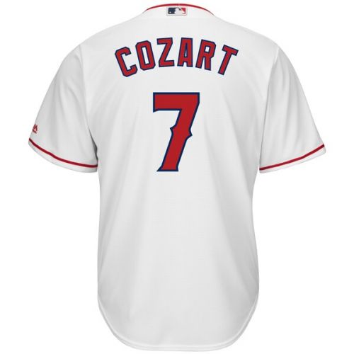  Mens Los Angeles Angels Zack Cozart Majestic White Home Cool Base Player Jersey