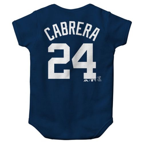  Newborn & Infant Detroit Tigers Miguel Cabrera Majestic Navy Stitched Player Name & Number Bodysuit