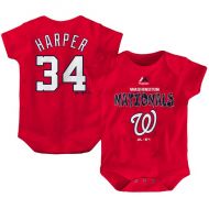 Newborn & Infant Washington Nationals Bryce Harper Majestic Red Stitched Player Name & Number Bodysuit