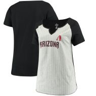 Arizona Diamondbacks Majestic Women's Plus Size From The Stretch Pinstripe T-Shirt - Heathered GrayBlack