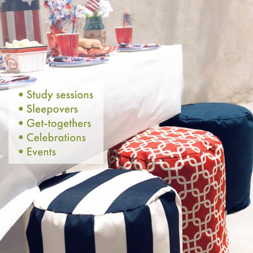 제네릭 Generic Majestic Home Goods Links Cotton Indoor Ottoman Pouf