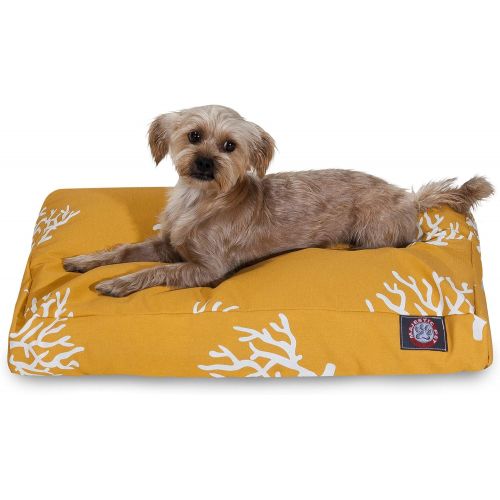  Yellow Coral Small Rectangle Indoor Outdoor Pet Dog Bed with Removable Washable Cover by Majestic Pet Products