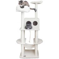 Majestic Pet Products 76 inch Cream Bungalow Cat Furniture Condo House Scratcher Multi Level Pet Activity Tree