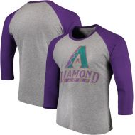 Arizona Diamondbacks Majestic Threads Cooperstown Collection 3/4-Sleeve Raglan Tri-Blend T-Shirt - Heathered Gray/Purple