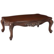Major-Q 57 L Traditional Style Vintage High End Luxurious Scalloped Wooden Top Antique Oak Finish Living Room Coffee Table, 9082115