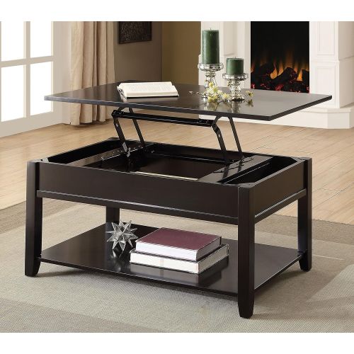  Major-Q Contemporary Black Finish Lift Top Coffee Table for Living Room 9082950