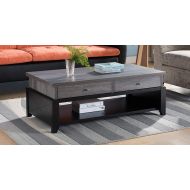 Major-Q 16 H Modern Contemporary Style Coffee Table Distressed Gray Black Finish with Drawer and Shelve Id80161827ct