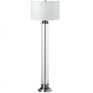 Major-Q 31183F Classy 63 Glass Cylinder Body with Chrome Base White Fabric Shade Floor Lamp