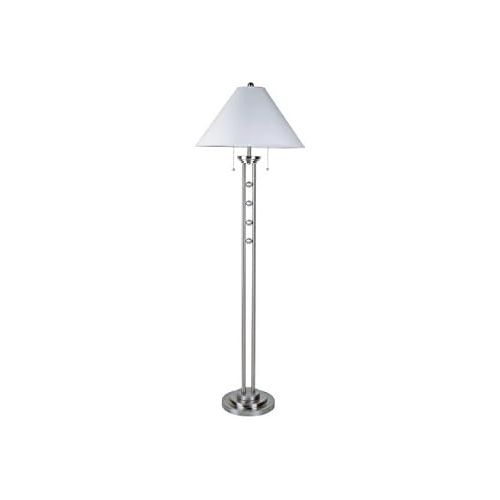  Major-Q 6231F Brushed Steel Floor Lamp,Remote Control Outlet, 63H