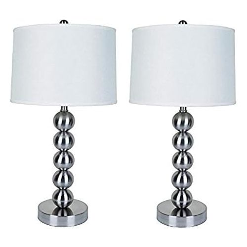 Major-Q Metal 29H Table Lamp Set, Medium, Silver
