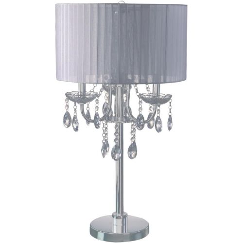  Major-Q 6733TBK 29.5 H Chrome Base Faux Crystal Ornaments Touch on Switch Table Lamp with Black Fabric Shade