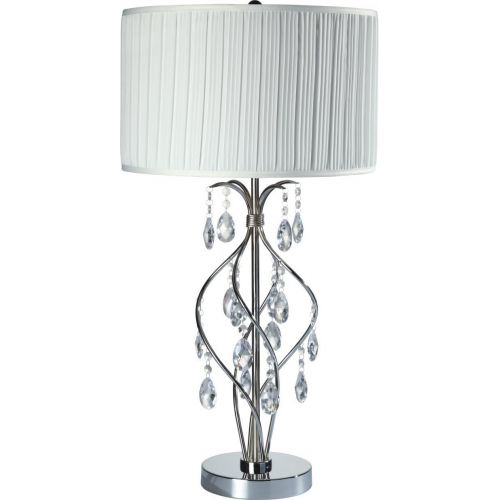  Major-Q 6733TBK 29.5 H Chrome Base Faux Crystal Ornaments Touch on Switch Table Lamp with Black Fabric Shade