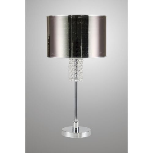  Major-Q 6733TBK 29.5 H Chrome Base Faux Crystal Ornaments Touch on Switch Table Lamp with Black Fabric Shade