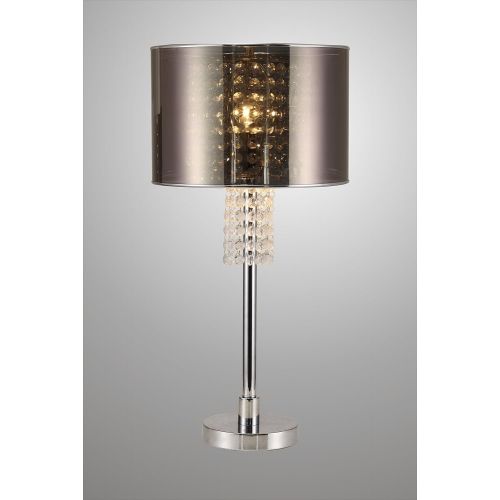  Major-Q 6733TBK 29.5 H Chrome Base Faux Crystal Ornaments Touch on Switch Table Lamp with Black Fabric Shade