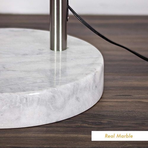  SH Lighting 6938ES-XL Steel Adjustable Arching Floor Lamp with Marble Base, 81 H