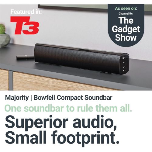  [아마존베스트]Majority Bowfell Small Sound Bar for TV with Bluetooth, RCA, USB, Opt, AUX Connection, Mini Sound/Audio System for TV Speakers/Home Theater, Gaming, Projectors, 50 watt, 15 inch