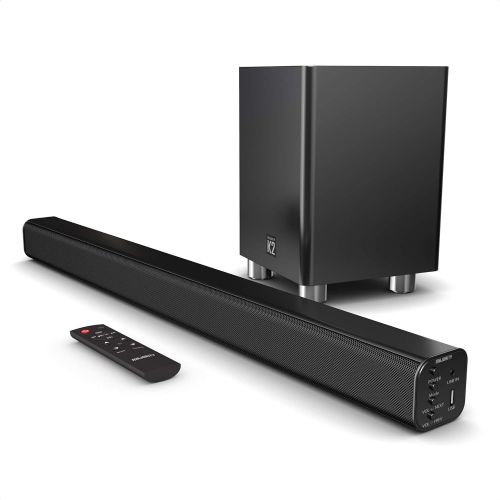  [아마존베스트]Majority K2 Bluetooth Sound Bar with Wireless Subwoofer, Home Audio System for TVs/Smart TVs, Monitor, Flat Screen, for Gaming and Home Theater with RCA, HDMI ARC, Optical and USB