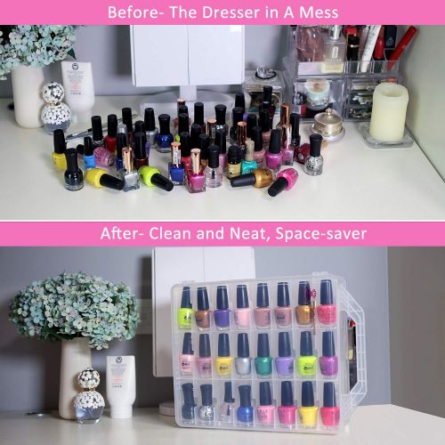  [아마존 핫딜] [아마존핫딜]Makartt Universal Clear Nail Polish Organizer Holder for 48 Bottles Adjustable Dividers Space Saver