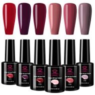 [아마존핫딜][아마존 핫딜] Makartt Burgundy Red Gel Nail Polish Kit 10ML 6 Bottles Pink Nude Sangria Fall Glamour Nail Gel Polish Soak Off UV LED Curing for Manicure Pedicure with Gift Box P-13