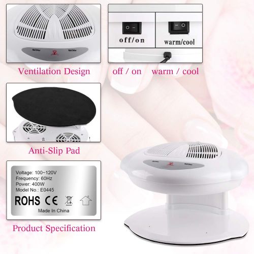  Makartt Air Nail Dryer for Both Hands and Feet 400W Air Nail Fan Blow Dryer for Regular Nail Polish...